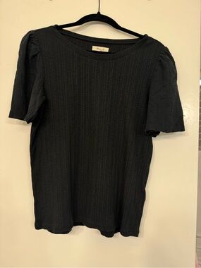 Madewell Textured Short Sleeve Black Top